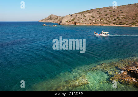 View from Spinalonga island in Crete near Elounda. Greece. Horizontal Stock Photo