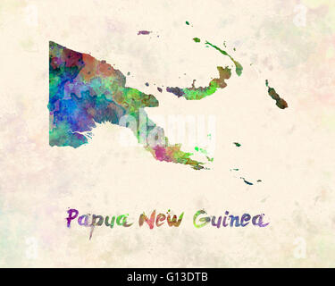 Papua New Guinea in watercolor Stock Photo