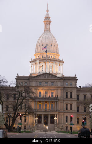 Night Falls Capital Building Lansing Michigan Downtown City Skyline Stock Photo