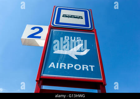 The bus stop for buses to the airport, Prague, Czech Republic Stock Photo