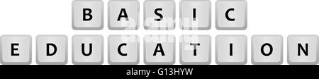 Computer keyboard buttons with text 'Basic Education' Stock Vector