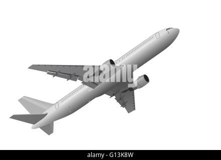 Picture of jet airplane that is taking off on white background Stock Photo