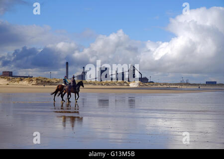 Pictures on the sand dunes and beach around Redcar Stock Photo