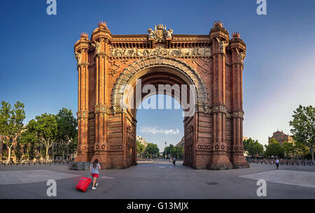 Panoramic view of Arc de Triomf, Barcelona, Spain Stock Photo