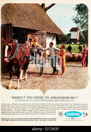 1960s magazine advertisement advertising Sabena Airlines. Stock Photo