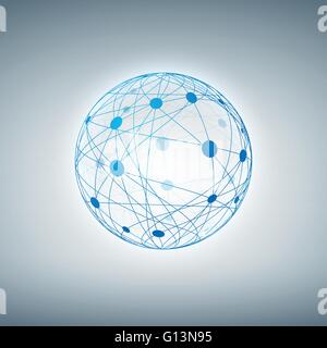 Sphere with connected dots and lines. Layered vector illustration. Stock Vector