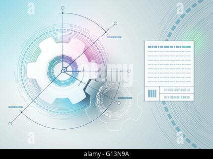 Vector technological infographic layout design. Elements are layered separately in vector file. Stock Vector