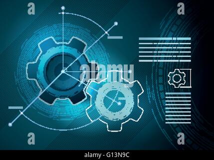 Vector technological infographic layout design. Elements are layered separately in vector file. Stock Vector
