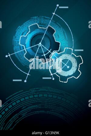 Vector technological infographic layout design. Elements are layered separately in vector file. Stock Vector