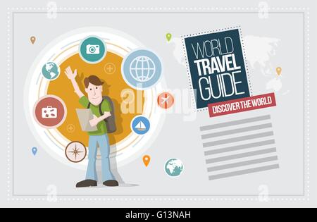 Vector travel concept illustration, icon and layout design. Elements are layered separately in vector file. Stock Vector