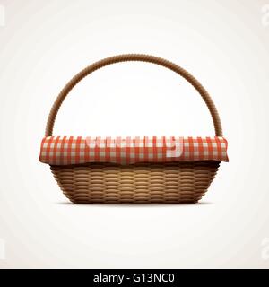 Vector illustration of realistic wicker basket. Elements are layered separately in vector file. CMYK colors. Print ready. Stock Vector