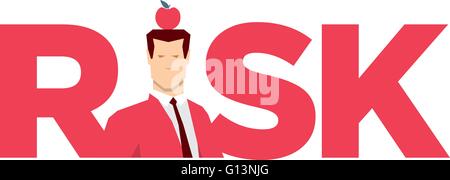 Red suit businessman in RISK. Vector concept illustration. Stock Vector