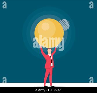 Red suit businessman. Great idea.Vector concept illustration. Stock Vector