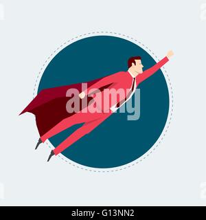 Businessman in red suit. Super hero. Flat style vector illustration. Stock Vector