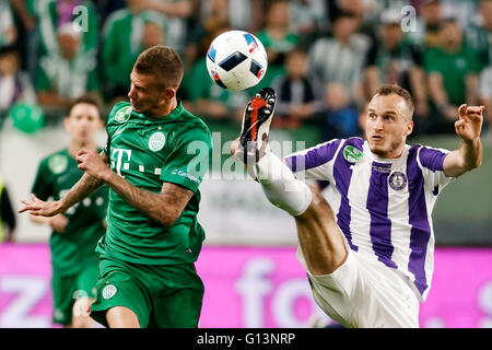BUDAPEST, HUNGARY - MAY 7, 2016: Enis Bardhi (L) Of Ujpest FC