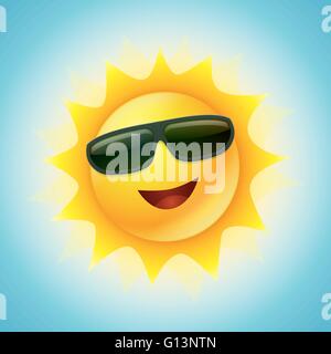 Vector Summer sun character design. Elements are layered separately in vector file. CMYK color mode. Print ready. Stock Vector