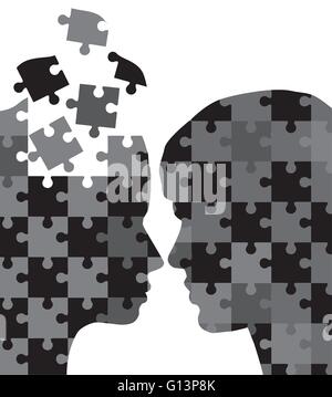 vector illustration of a woman puzzle head silhouette Stock Vector ...
