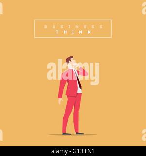Businessman in red suit. Flat style vector illustration. Stock Vector