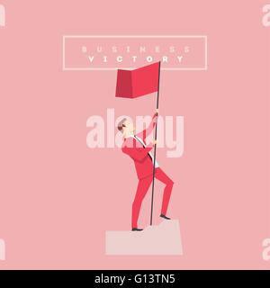 Businessman in red suit. Flat style vector illustration. Stock Vector