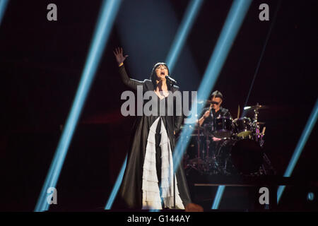 Stockholm, Sweden. 7th May. Singer Kaliopi from Macedonia is rehearsing her song 'Dona'. Credit:  Stefan Crämer/Alamy Live News Stock Photo