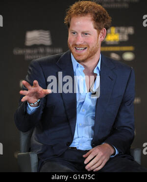 Lake Buena Vista, Florida, USA. 8th May, 2016. Britain's Prince Harry participates in a panel discussion at the 2016 Invictus Games Symposium on Invisible Wounds presented by the George W. Bush Institute at the Shades of Green Hotel at Walt Disney World on May 8. 2016. Credit:  Paul Hennessy/Alamy Live News Stock Photo