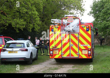 Lee on the Solent,Hampshire Sunday 9th May 2016 Six Fire appliances from around the county have been called in this afternoon to tackle a fire on the Browndown Army Range in Gosport. Around  forty firefighters were called to tackle the blaze which was around  5 acres  just after 5pm on Sunday.  Fire crews from Gosport, Fareham, and Eastleigh supported by two water carriers and two Landrovers  from Fareham and Eastleigh fire stations  helped to  fight the fire and stop it from spreading. Police and Arson Task Forces Specialists are looking into the fact that a large group of youths were in the  Stock Photo