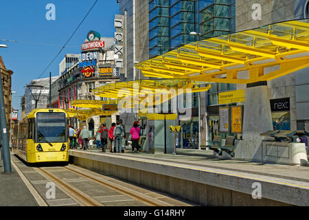 Manchester Metrolink Tram station at Corporation Street, Exchange Square, Manchester, Greater Manchester, England