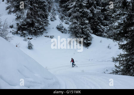 Ski touring in the Alps, Stubai, Austria Stock Photo