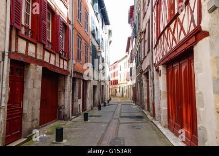 Grand Bayonne, Street view with ancient buildings in Basque country, French architecture, Bayonne, France. Stock Photo