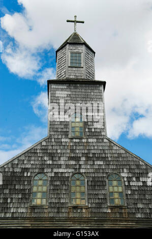 Chile, Chiloe Island, Isla Quinchao, Achao Church, oldest on Chiloe, dating to 1767 Stock Photo