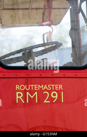 AEC Routemaster, London double decker red bus detail. RCL class Stock Photo