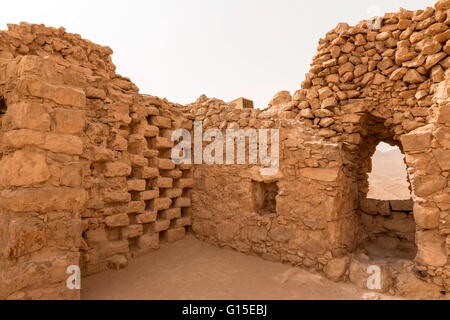 Intricate stonework, Columbarium tower (dovecote), fortress ruins, Masada, UNESCO World Heritage Site, Israel, Middle East Stock Photo