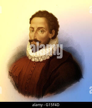 Miguel de Cervantes Saavedra (1547-1616) was a Spanish novelist, poet, and playwright. His masterpiece, Don Quixote, is considered the first modern European novel, a classic of Western literature, and regarded as one of the best works of fiction ever writ Stock Photo