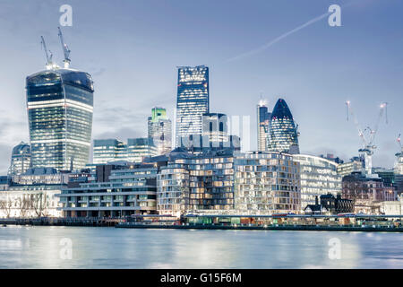 City of London skyline showing the Cheesegrater, the Gherkin, and the Walkie Talkie, London Stock Photo