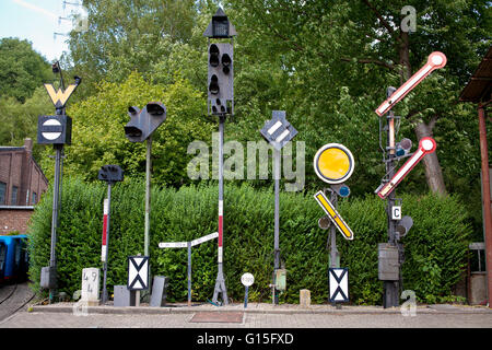 DEU, Germnay, Ruhr area, Bochum, railway museum in the district Dahlhausen, old signals. Stock Photo