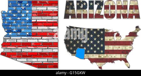 USA state of Arizona on a brick wall Stock Vector