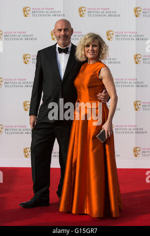London, UK. 8 May 2016. Ashley Jensen and Terence Beesley. Red carpet  celebrity arrivals for the House Of Fraser British Academy Television Awards at the Royal Festival Hall. Stock Photo