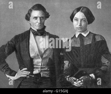 Jefferson Davis and his second wife, Varina Howell Davis. Early daguerrotype. Jefferson and Varina Howell had six children, but only their daughter Margaret survived young adulthood and married. Jefferson Finis 'Jeff' Davis (1808-1889) was an American sta Stock Photo