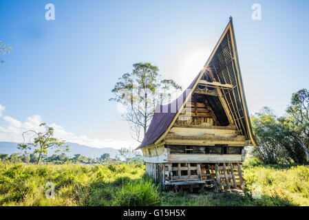 traditional Batak House in Lake Toba, Sumatra, Indonesia, Southeast Asia Stock Photo