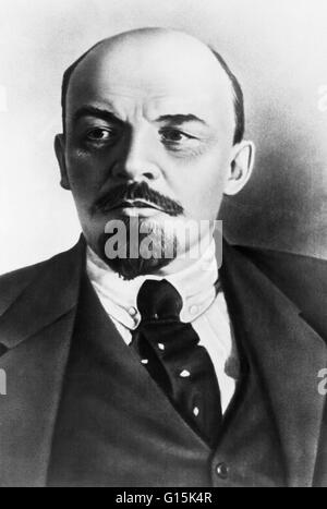 Vladimir Ilyich Lenin (April 22, 1870 - January 21, 1924) was a Russian Marxist revolutionary, communist politician, Russian statesman and Marxist theoretician. Lenin was the first premier of the Soviet Union. In 1903 he formed the Bolsheviks (radical maj Stock Photo
