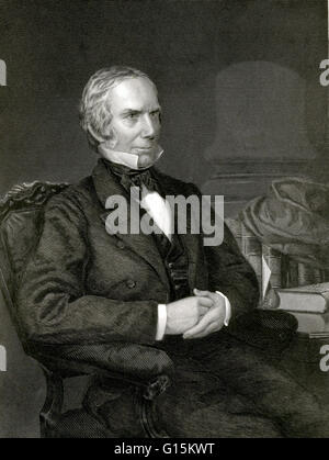 Engraving of Clay painted by Alonzo Chappel. Likeness from a daguerreotype by Root. Henry Clay, Sr. (April 12, 1777 - June 29, 1852) was an American planter, statesman and orator who represented Kentucky in both the Senate and the House of Representatives Stock Photo