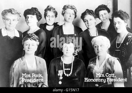 Board of Directors National League of Women Voters, Chicago Convention, February 1920. Carrie Chapman Catt (January 9, 1859 - March 9, 1947) was a women's suffrage leader. She graduated from Iowa State College where she was a member of Pi Beta Phi, the va Stock Photo