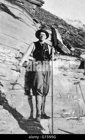Walcott in the field at Fossil Quarry in the Burgess Pass, circa 1911-12. Charles Doolittle Walcott (March 31, 1850 - February 9, 1927) was an American invertebrate paleontologist. He became known for his discovery in 1909 of well-preserved fossils in the Stock Photo