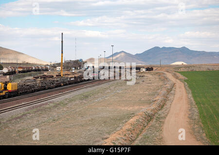 Trains near the train station in Arak, Markazi Province, Iran. Stock Photo