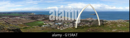 Whalebones and view from top of North Berwick Law Stock Photo