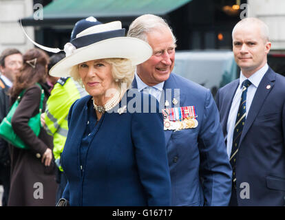 St Martin in the Fields Church, London, May 10th 2016.  Charles, Prince of Wales and Camilla, Duchess of Cornwall to attend a reunion service at St Martin In the Fields followed by a tea party in support of the Victoria Cross and George Cross Association. Credit:  Paul Davey/Alamy Live News Stock Photo