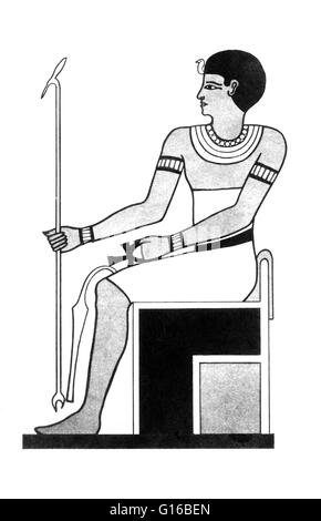 Imhotep (circa 2650-2600 BC) was an Egyptian polymath, who served under the Third Dynasty king Djoser as chancellor to the pharaoh and high priest of the sun god Ra (or Re) at Heliopolis. He is considered by some to be the earliest known architect and eng Stock Photo