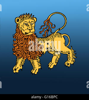 Color enhancement of Leo, one of the constellations of the zodiac. Its name is Latin for lion. Leo was one of the earliest recognized constellations, with archaeological evidence that the Mesopotamians had a similar constellation as early as 4000 BC. Leo Stock Photo