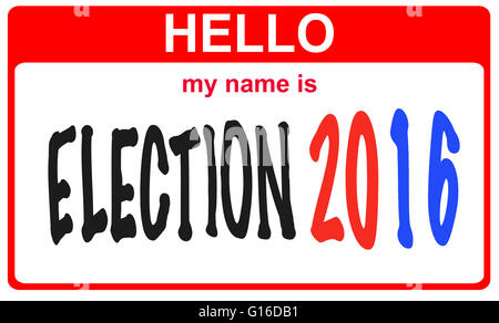 red sticker hello my name is election 2016 concept Stock Photo