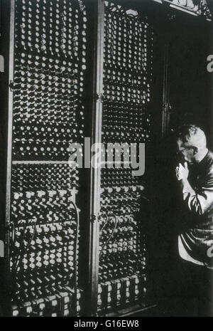 ENIAC (Electronic Numerical Integrator And Computer) was the first electronic general-purpose computer. It was Turing-complete, digital, and capable of being reprogrammed to solve a full range of computing problems. ENIAC's design and construction was fin Stock Photo